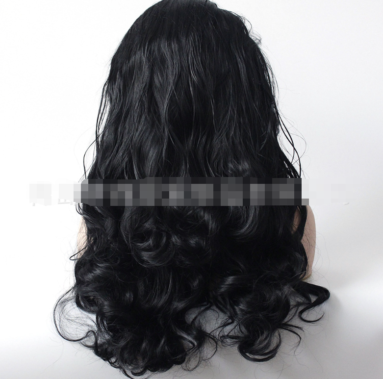 MagnoliaHair®European and American fashion black big wave wig high-grade chemical fiber front lace head cover