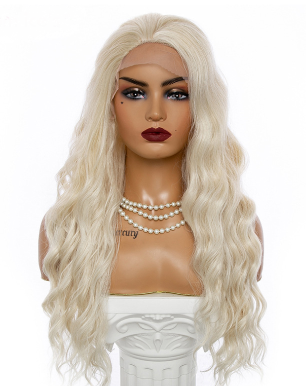 MagnoliaHair®Golden Big Wave Long Chemical Fiber Lace Wig Female Headgear