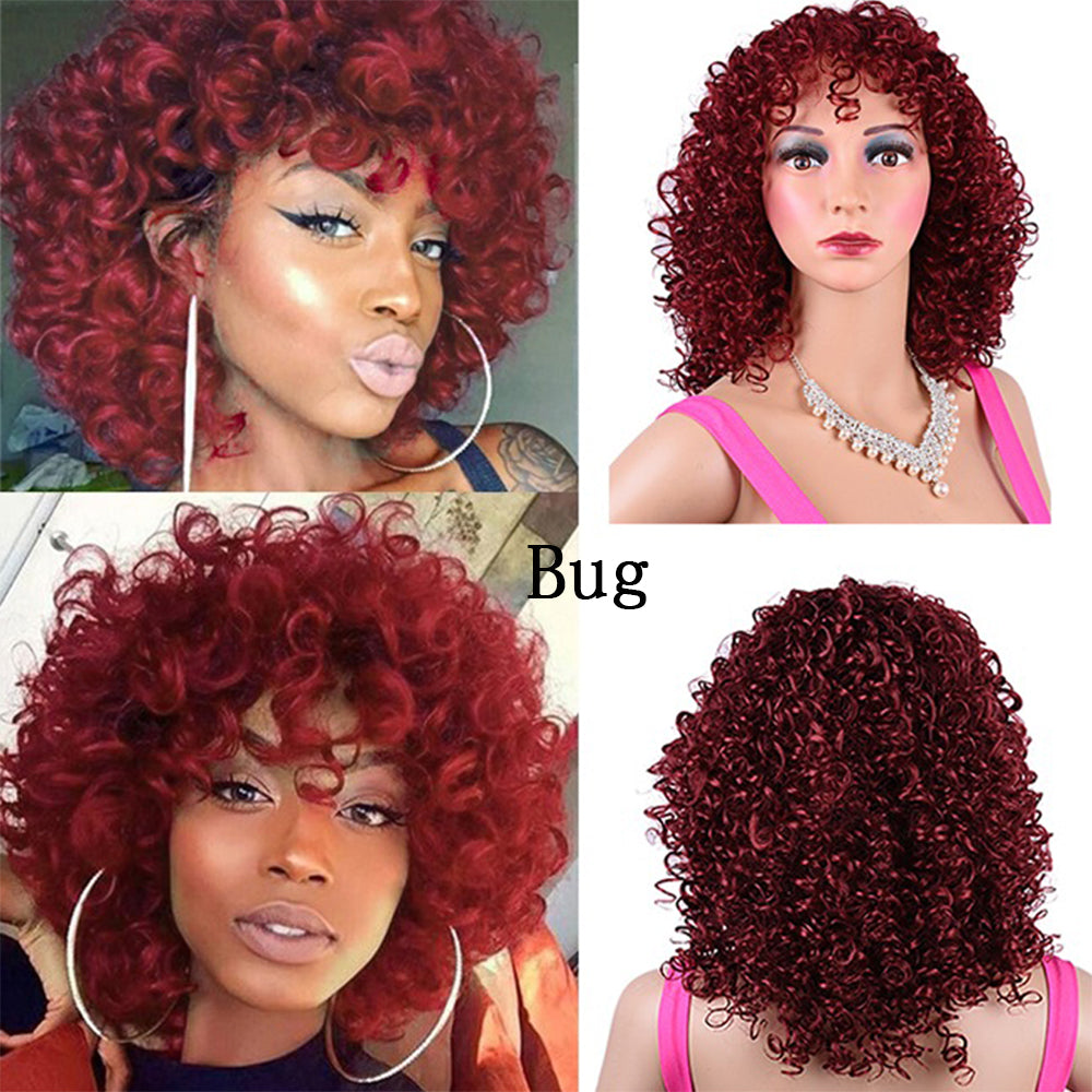 MagnoliaHair®Perruque afro bouclée synthétique, perruques africaines pour femmes noires