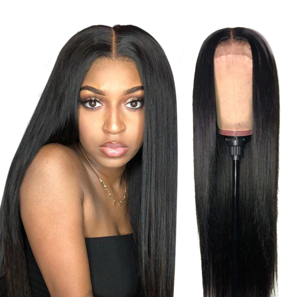 MagnoliaHair® Lace Front Wig European and American Style Women's Long Straight Black Mid-length Synthetic Wig