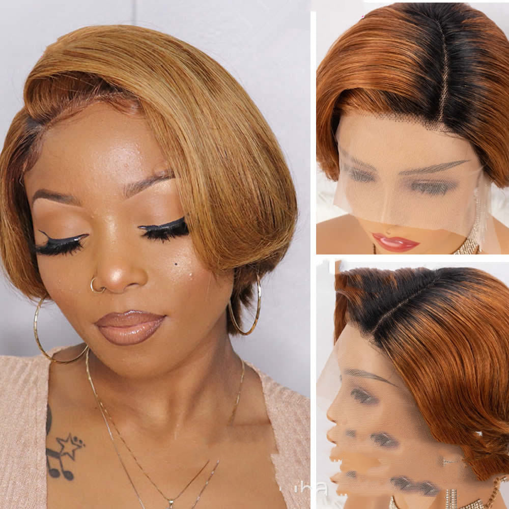 Wig Pixie Real Hair Front Lace