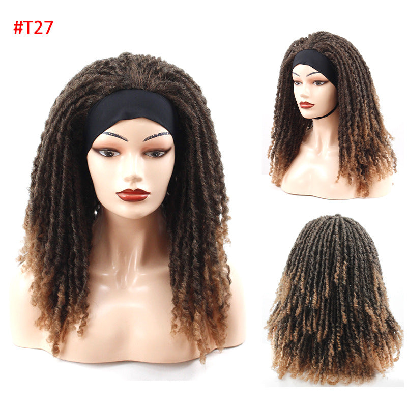 Ribbon Long Curly Crochet Hair Wig Head Cover